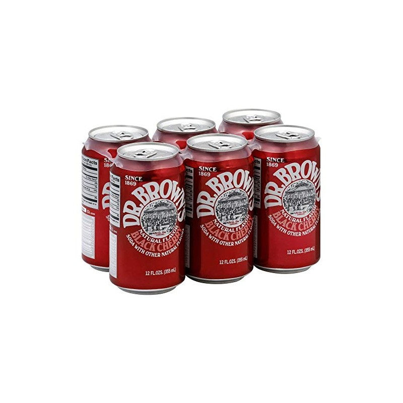 Dr. Brown Soda Black Cherry 6 pack, 12-ounces (Pack of4)