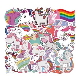 50 Unicorn Stickers, Aesthetic Vinyl Stickers for Kids Children Waterproof Vsco Sticker Decals for Laptop Skateboard Luggage Party Bag Filler