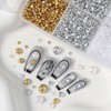 GZMAYUEN 920pcs Gold Silver Flatback Beads for Nails, Semi-Round White