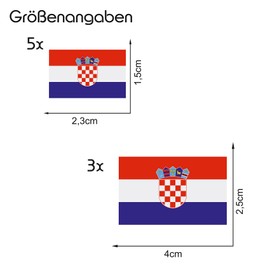 Finest Folia Set of 8 country stickers, flag, country flag, weatherproof, RC car, motorcycle, sticker, bicycle sticker, model making, R028 (Croatia)