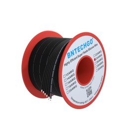BNTECHGO 24 Gauge Silicone Ribbon Cable Flexible 6P Black 25 ft Flat Cable 24 AWG Stranded Tinned Copper Wire