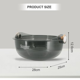 Kitchen Strainer Colander Bowl Set, Double-Layer Vegetable Washing Basket, Kitchen Fruit Washing Bowl Rice Washer Bowl for Soaking Washing Draining Pasta Vegetable Fruit Rice (Transparent Grey)