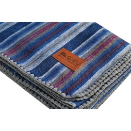 QISU Alpaca Wool Blanket Throw | Large, Beautiful, Warm, Variegated | 85 x 65 inches | Ultra-Soft, Hypoallergenic and Breathable | Non-Itchy or Scratchy (Deep Blue Splash)