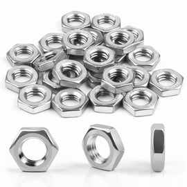 M6 Nuts, Pack of 25, Hex Nut Stainless Steel (Low Shape), DIN439 A2 V2A Nuts, Stainless Steel Nuts, Half Nuts, Flat Nuts, Hex Nut for Screws & Washers & Threaded Rods