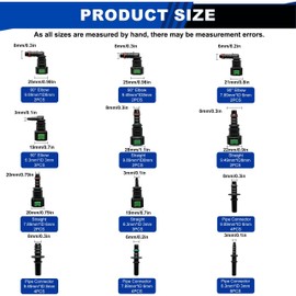 Daptemn 36 PCS Fuel Line Repair Kit, 8 Set Nylon Fuel Line Quick Connector Fittings Straight Elbow, Replace Automotive Fuel Line Adapter - SAE 9.89mm & 9.49mm & 7.89mm & 6.3mm