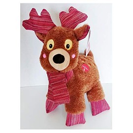 Stylish Reindeer Deer with Burgundy Red Accents Plush Dog Pet Toy with Squeaker
