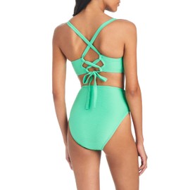 Jessica Simpson Women's Standard 2-Piece Swimsuit: Twisted D-Bra Top with High Waist Bikini Bottom, Dolphin Multi