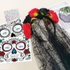 Carnival Headband and Veil Face Tattoo, Dia de los Muertos