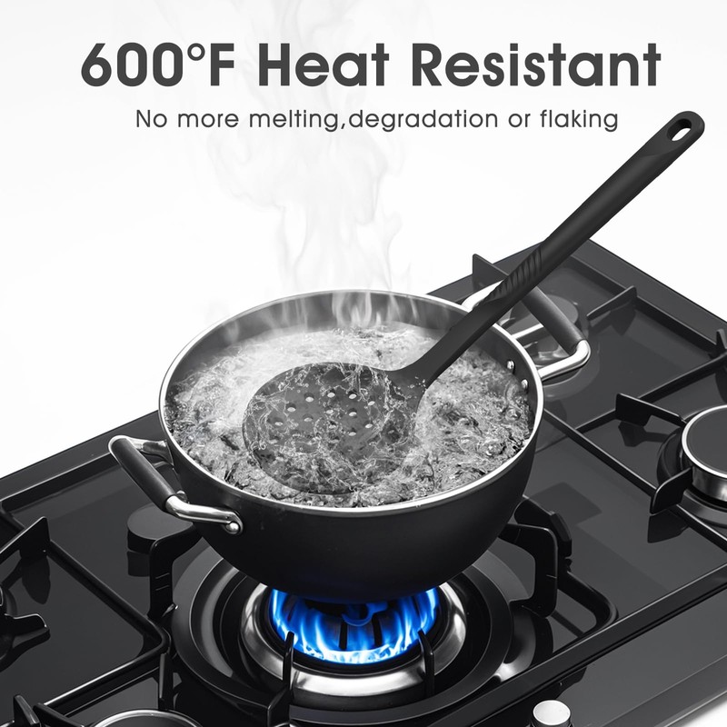 Silicone Cooking Utensils Set - 600°F Heat Resistant, Nonstick Kitchen