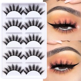 Veleasha Lashes Spiky False Eyelashes 100% Handmade Eyelashes Fluffy Fake Lashes Volume Fake Eyelashes Dramatic Look 5 Pairs Pack (3D07)