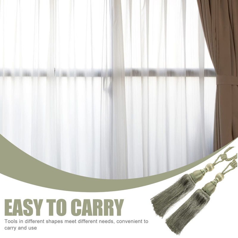 Pack of 2 Curtain Tiebacks Green, Decorative Tiebacks with Tassels,