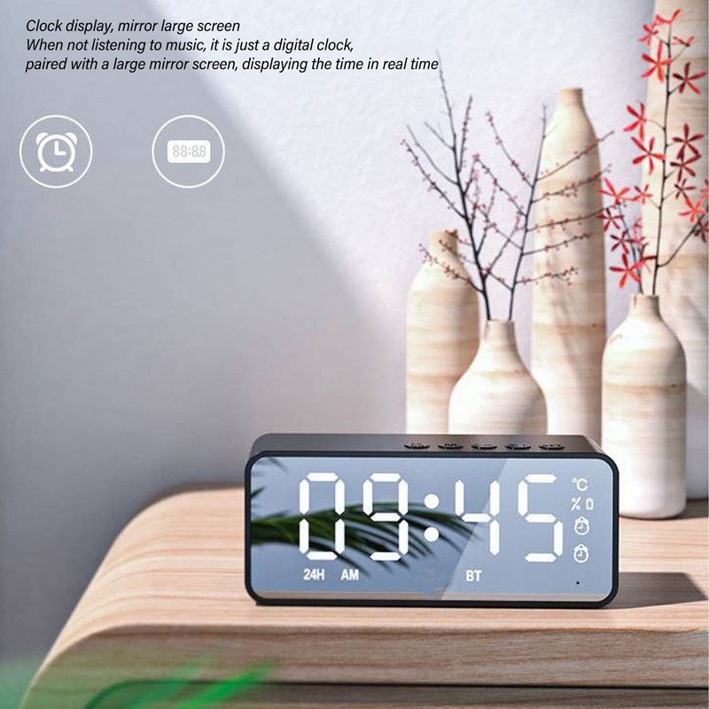 Mirror Alarm Clock Bluetooth Speaker Rechargeable Digital Alarm Clock Bluetooth