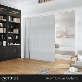 EverTrack Room Divider Curtains - Curtains for Ceiling Mounted Curtain Track to Create a Private Space or Divide a Room - Handcrafted in The USA - Stone Grey, 66 W x 108 H