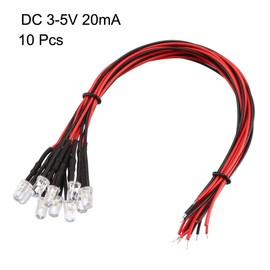 uxcell 10Pcs 5mm Pre Wired LED, Orange DC3-5V Clear Lens, Light Emitting Diodes