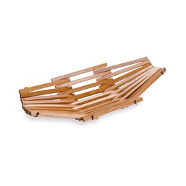 6.5 Inch Wooden Bread Basket, 1 Chip-Resistant Bamboo Basket For Food - Shatterproof, Boat-Shaped, Natural Bamboo Serving Basket, Sustainable, For Parties Or Buffets - Restaurantware