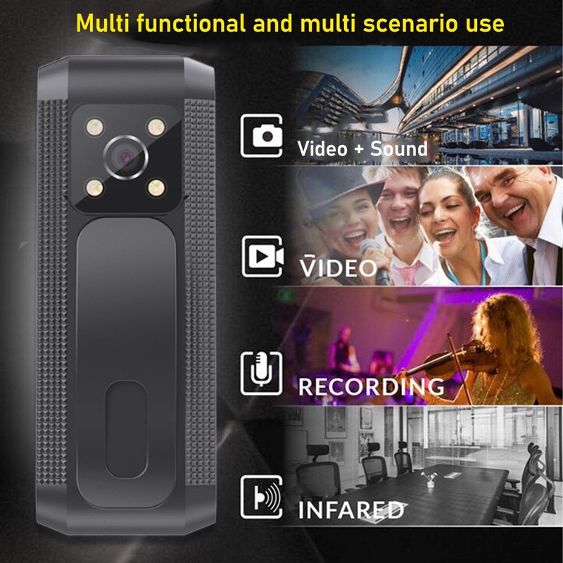 1080P HD Back Clip Camera, Portable Camera with Night Vision