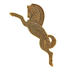 KINMOT Vintage Celtic Brass Horse Brooch Pin - Galloping Animal Jewelry with Ornate Design and Textured Beads, Gold-Tone Alloy - Elegant Art Deco-Inspired Accessor