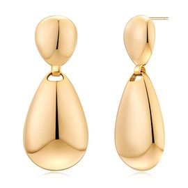 FAMARINE Gold Earrings Dangle Drop Earrings For Women Fashion Vintage Gold Teardrop Big Earrings Gift