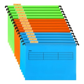 24 Pack A4 Suspension Files, FWEEK Polypropylene Filing Cabinet Suspension Files with Tabs and Inserts for School Home Work Office Organization