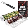 Rolling Grill Basket, New Opening Design, Extra Sturdy Cylinder Grilling