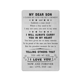 Son Wallet Card from Dad, Son Birthday from Dad Gifts, Son Valentines Day Encouragement Quotes Graduation Present