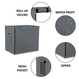 Dog Crate Cover 12 Oz Waterproof - Heavy Duty Privacy Dog Crate Cover with Mesh Pocket & Roll Up Window - Universal Fit Dog Kennel Cover (20" H x 25" W x 19" D, Grey)