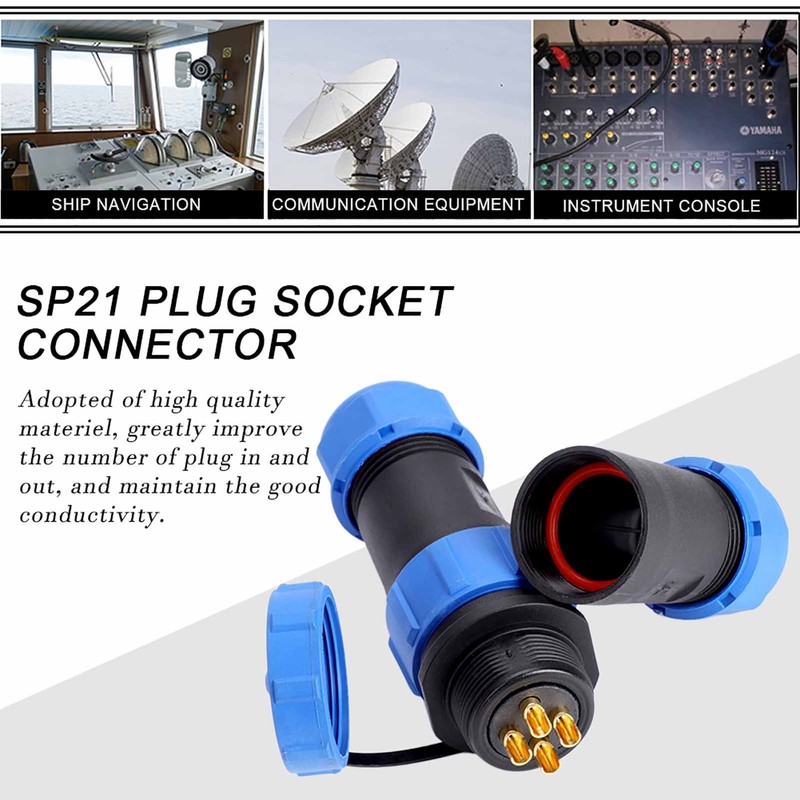 SP21 IP68 4Pin Waterproof Plastic Aviation Plug Socket Cable in