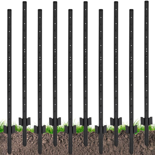 Fence Posts 4.8 Feet, Heavy Duty Metal Fence Post with