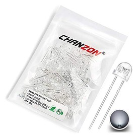 Chanzon 100 pcs 5mm White Straw Hat LED Diode Lights (Clear Transparent Lens 3V 20mA) Bright Lighting Bulb Lamps Electronics Components Indicator Light Emitting Diodes
