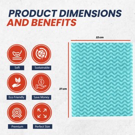 Abbey 200 All Purpose Cleaning Cloths in Portable Box Dispenser – Semi Disposable Cleaning Cloths to Clean Surfaces, Bathroom, Windows, Dishes – Kitchen Cloths 37x22cm – J Cloths Green