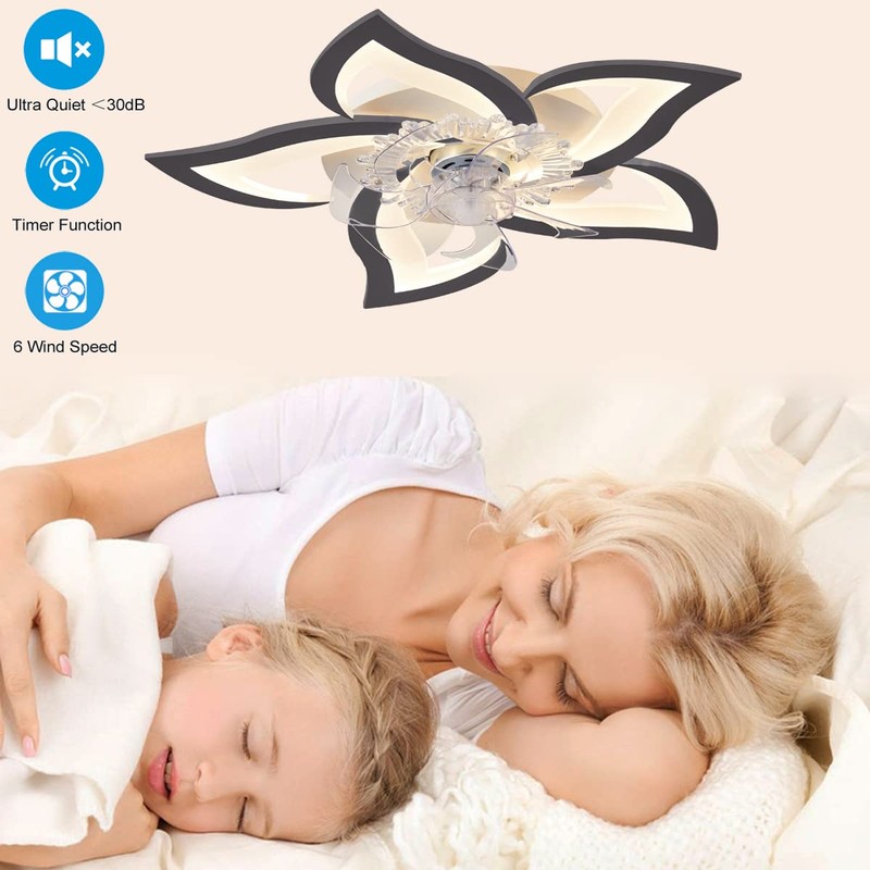 LENIVER 30" Ceiling Fan with Lights Remote Control, Modern Low
