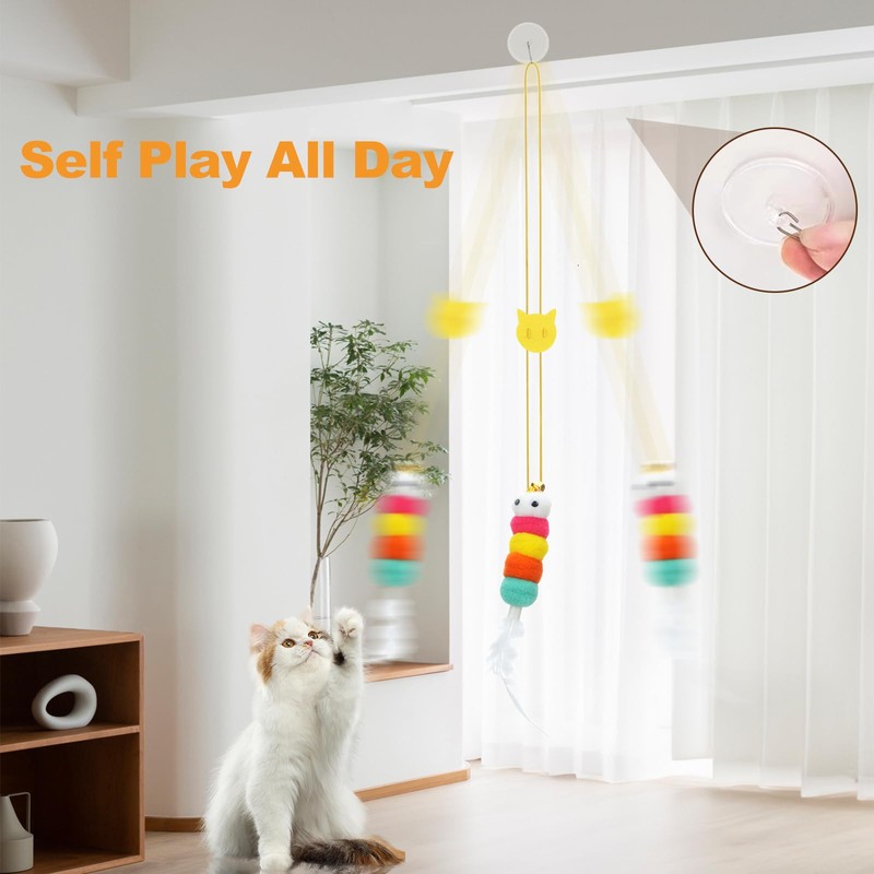 JIARON 6 PCS Interactive Cat Feather Toys, Indoor Hanging Retractable