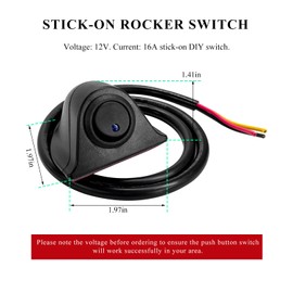 SHMZK Car DIY Switch Paste Type Rocker Switch, Off/ON Push Button DC12V Switch for Fog Driving Lights, Universal Button Rocker Switch for Neon Lights LED Light Bar, Car Accessories