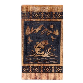 Wooden Urn for Human Ashes, Rosewood Funeral Cremation Urn for Ashes - Sea fish pattern Wooden Urns Hand-Crafted (Beechwood, Large - 11H x 6W (250 Cu/in)) - Cremation Urns for Human Ashes Adult