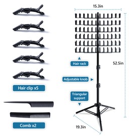 Eastdone Eastdone Braiding Hair Rack Standing Hair Extension Holder Hanger, 144 Pegs Hair Divider Rack for Braiding Hair Separator Stand Display Stand (black)