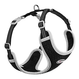 ThinkPet Arnés de ventilación reflectante transpirable suave sin tirones para cachorros, chaleco de ventilación para cachorros pequeños y medianos (negro, L)