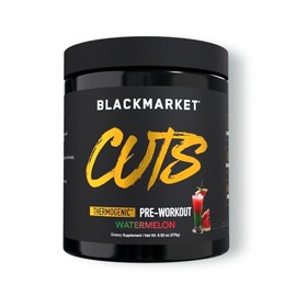BLACKMARKET CUTS Pre Workout - Flavored Energy Powdered Drink Mix for Men & Women, Great for Muscle Definition, Thermogenic, Creatine Free (Watermelon, 30 Servings)