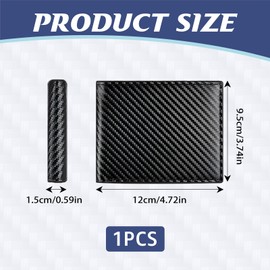 Wallets for Men, Carbon Fibre Leather Wallet Slim Billfold with Card Slots Thin Compact Holds Up to 6 Cards & Cash ID Window Minimalist Design Gifts for Fathers Boyfriends, Black