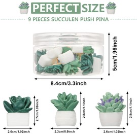 Succulent Push Pins, DREMISI 9 Pcs Succulent Plants Decorative Push Pins Succulent Tacks Floret Thumbtacks Cute Thumb Tacks for Cork Board Bulletin Board Photos Wall Maps Office Classroom Supplies