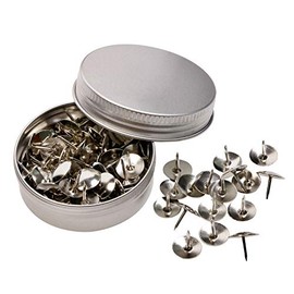 Tupalizy Small Metal Thumb Tacks Round Head Nickel Plated Map Push Pins for Cork Bulletin Board, Crafts, Home School Office Organization, 0.4inch Diameter, 100PCS