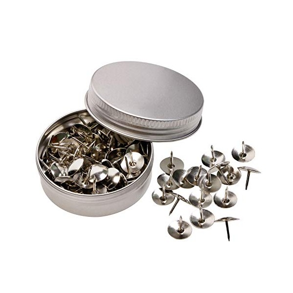 Tupalizy Small Metal Thumb Tacks Round Head Nickel Plated Map