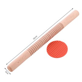Hemoton Wooden Rolling Pin Cutter Non-Stick Textured Roller Stick for Noodle Cookie Pastry Dough Party