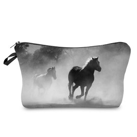 YULUENZE Horse Makeup Bag Small Battle Steed Organizer Zipper Bag Horse Cosmetic Bag Simple Horse Birthday Present for Horse Lovers Women Friends