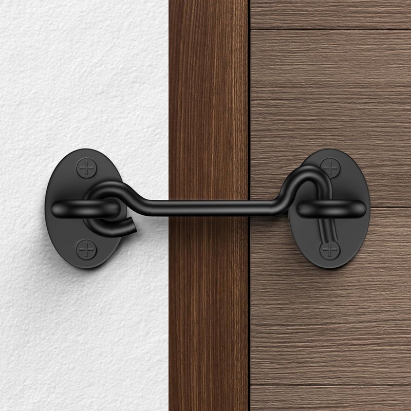2 Pack Barn Door Latch Lock 3" Black Hook and