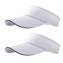 NHTJTHE 2 x Visor Cap, Breathable and Sweat-Absorbing Summer Cap with Sun Visor, Unisex, Adjustable, Fashion Peaked Cap Men and Women (1 Black + 1 White), White, M