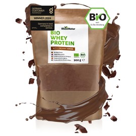 RheinNatur Organic Whey Protein Powder Cocoa 900 g - Protein Powder with Organic Cocoa Powder & No Soy - 100% Organic Whey Protein for Protein Shakes