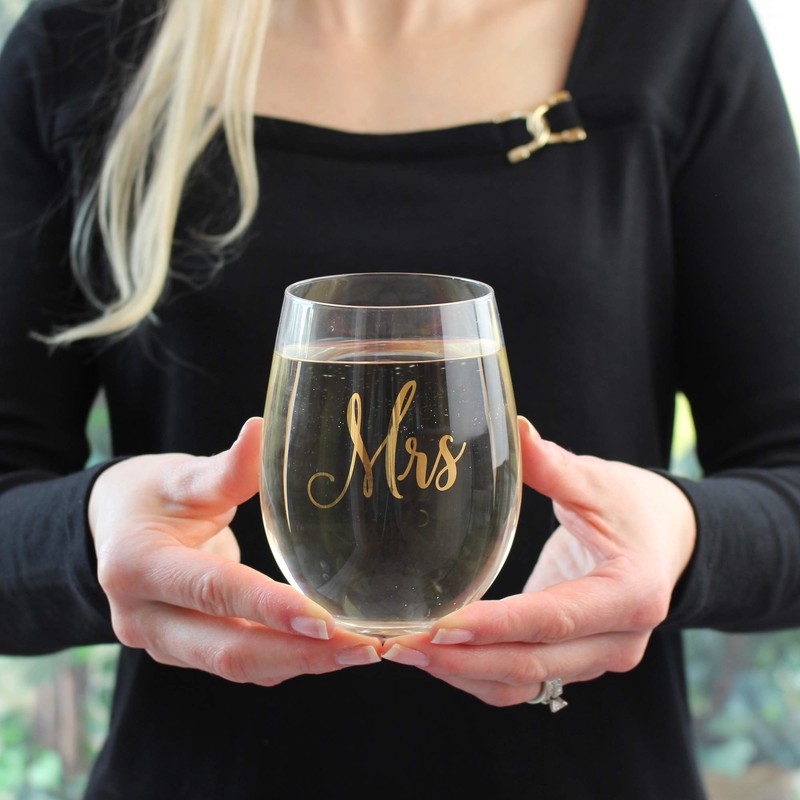 Lillian Rose Gold Mrs. Stemless Wine Glass