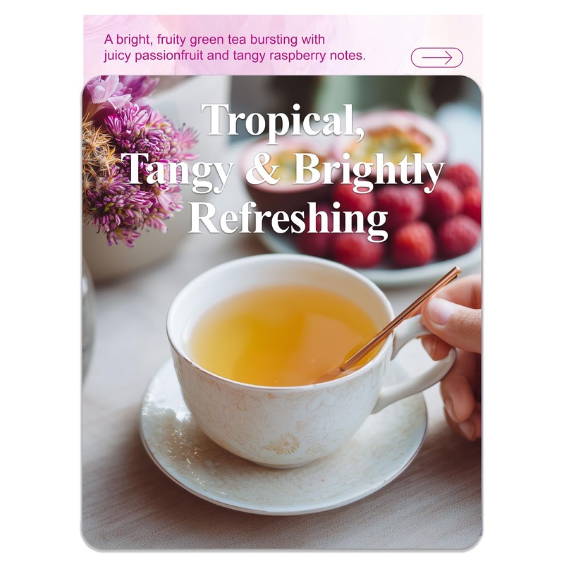 LOOMICA Passionfruit Raspberry Green Tea, Tropical Fruity Blend of Passion