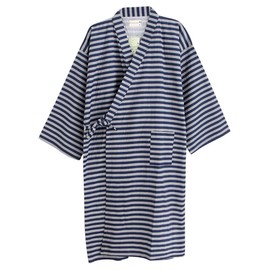 QCHOMEE Bathrobe, Jinbei, Pajamas, Yukata, Men's, Women's, 100% Cotton, Texture, Japanese Style, Front Opening, Sleepwear, Homewear, Couples, Work Clothes, Inn, Hotels, blue