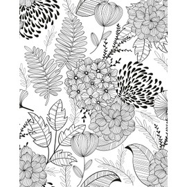 MelunMer Black and White Peel and Stick Wallpaper for Bathroom Boho Vintage Floral Leaf Contact Paper for Cabinets and Drawers Laundry Room Wallpaper Stick and Peel,Removable,Waterproof 78.8inL17.3inW